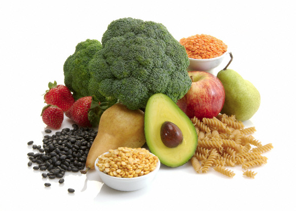 High fiber diet fruits whole grains and vegies